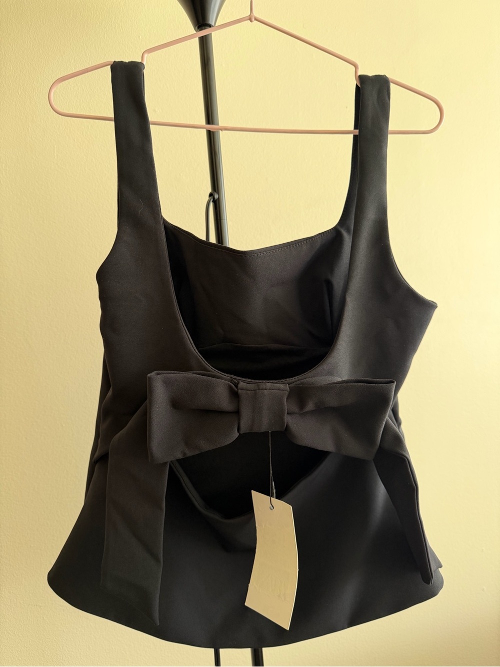 Zara Black Bow-Front Sleeveless Top